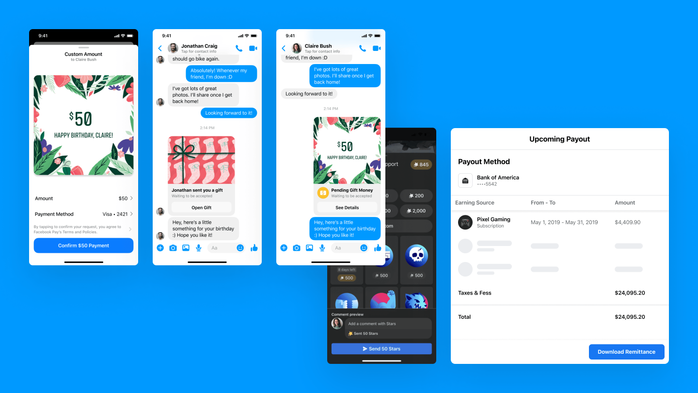 Facebook payments product image snapshot