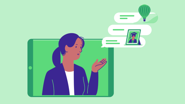 Illustration of a digital financial advisor giving advice